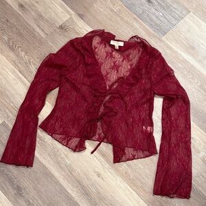 Burgundy Lace Blouse